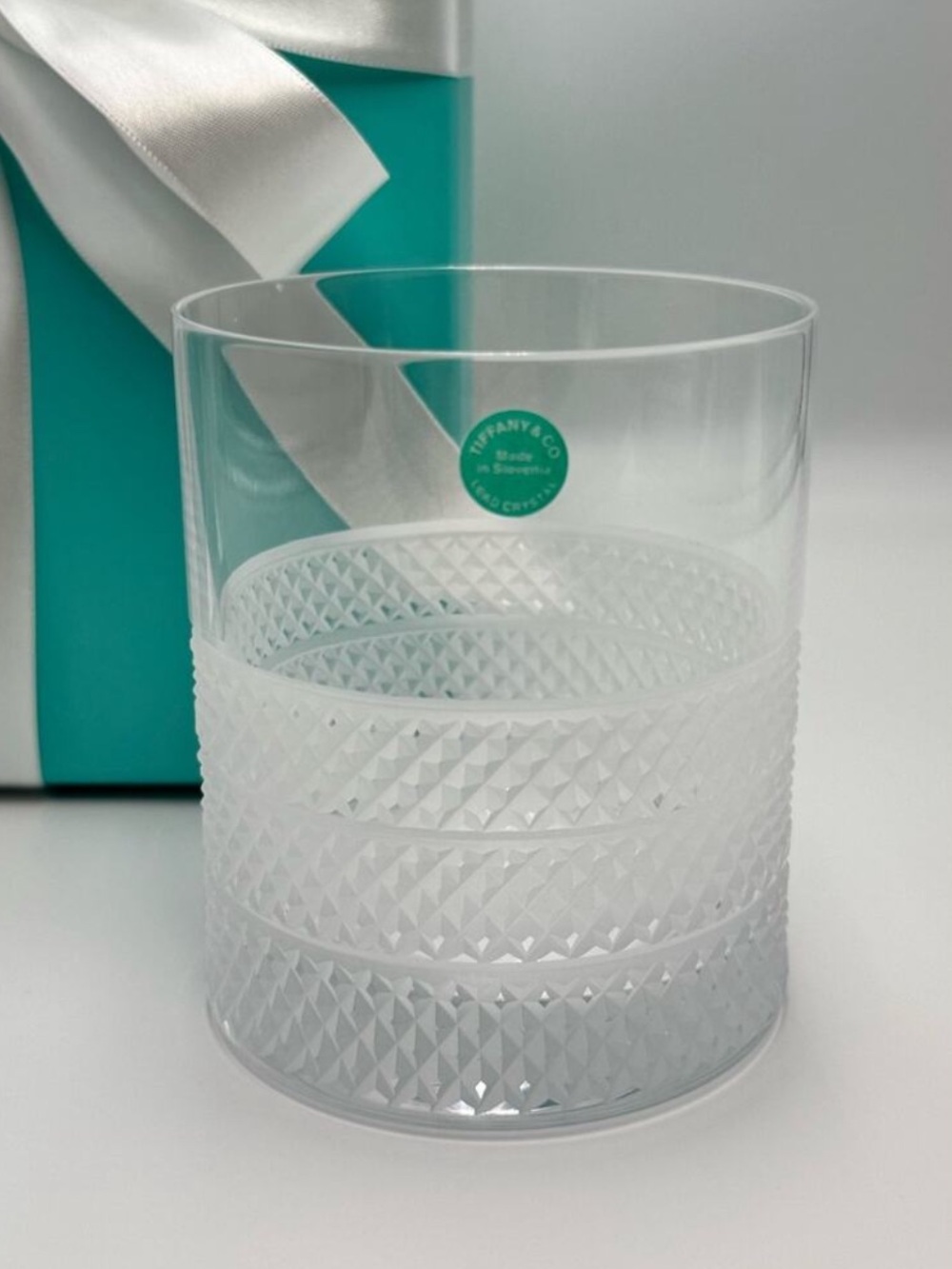 NEW - Tiffany & Co. Diamond Point Lead Crystal Glass One Double Old Fashioned 4” - Picture 3 of 10